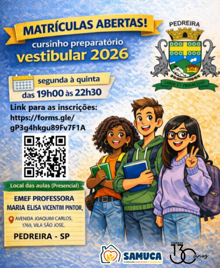 Cursinho Municipal Pré-Vestibular de Pedreira recebe inscrições
