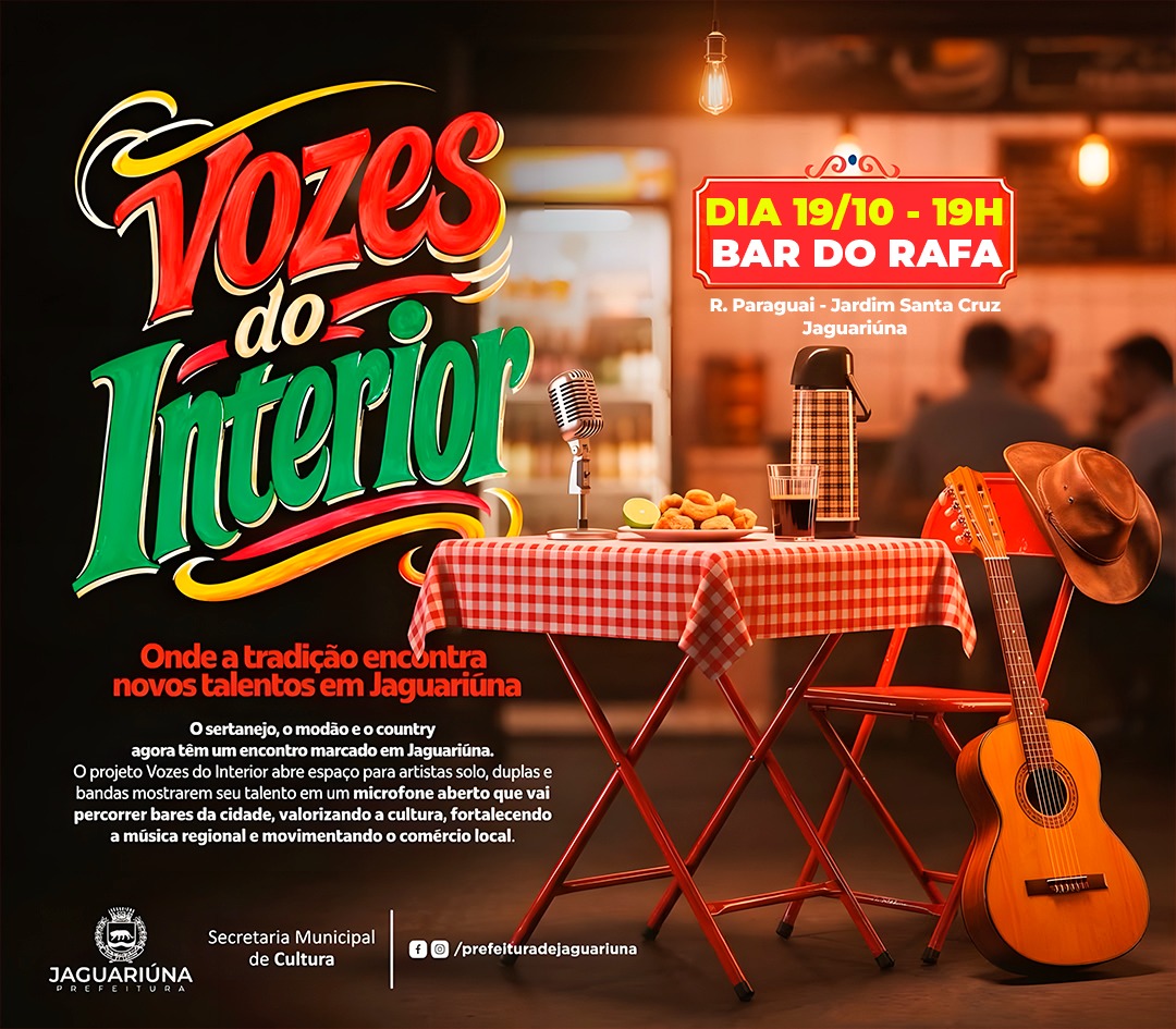 BAR DO RAFA RECEBE PROJETO ‘VOZES DO INTERIOR’ NO PRÓXIMO DIA 19