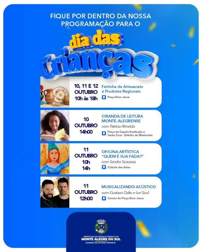 Monte Alegre do Sul terá programação especial para celebrar o Dia das Crianças