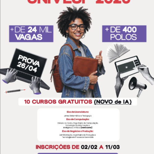 UNIVESP oferece mais de 24 mil vagas no Vestibular 2026