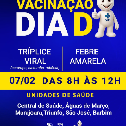 Secretaria de Saúde de Pedreira realiza “Dia D” de Vacinação contra Sarampo e Febre Amarela neste sábado, 7 de fevereiro