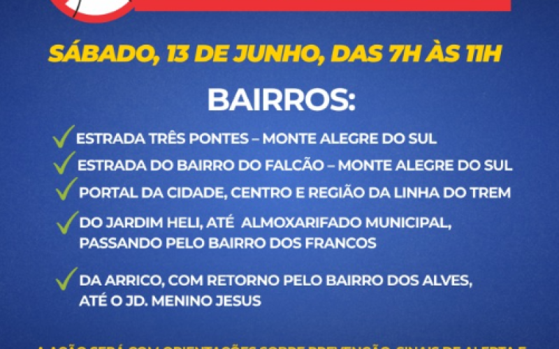 Prefeitura realiza ação de prevenção e combate à dengue neste sábado (13/06)