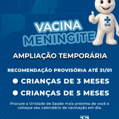 Secretaria de Saúde de Pedreira amplia Vacinação contra a Meningite ACWY