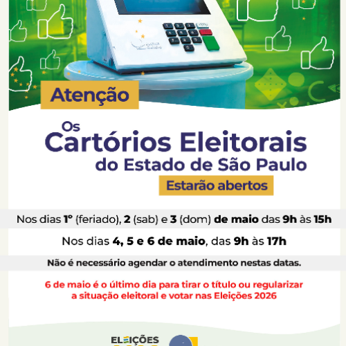 ELEITORES DE JAGUARIÚNA TÊM ATÉ 6 DE MAIO PARA REGULARIZAR TÍTULO NO CARTÓRIO DE PEDREIRA
