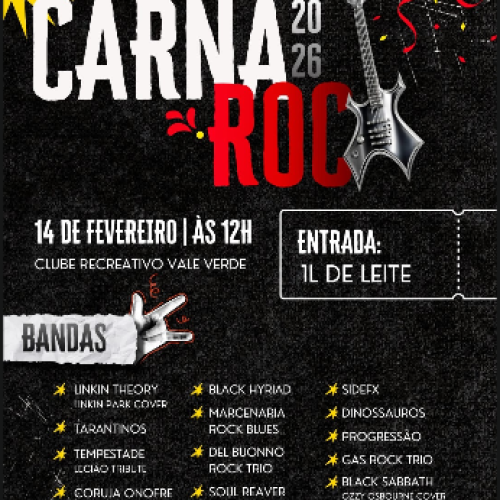 “CARNAROCK 2026” acontece neste sábado, 14 de fevereiro, no Clube Recreativo Vale Verde