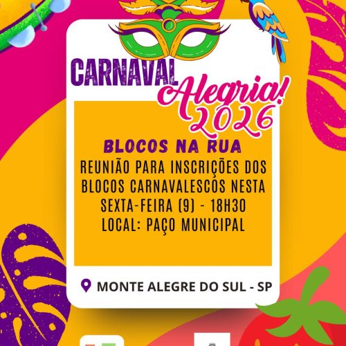 Prefeitura promove reunião para inscrições dos blocos do Carnaval Alegria 2026