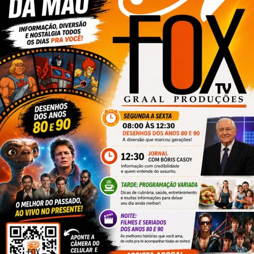 TV FOX GRAAL AMPLIA PROGRAMAÇÃO E ANUNCIA DUAS NOVAS ATRAÇÕES