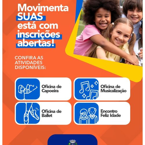 Oficinas do Movimenta SUAS estão com inscrições abertas em Monte Alegre do Sul