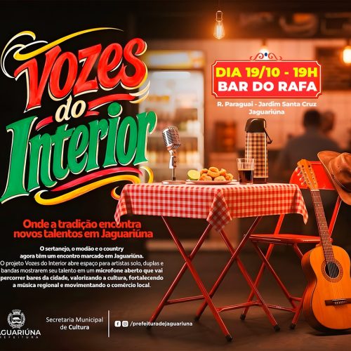 BAR DO RAFA RECEBE PROJETO ‘VOZES DO INTERIOR’ NO PRÓXIMO DIA 19